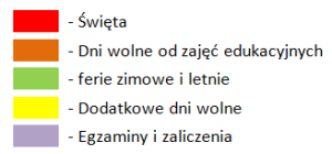 Kalendarz roku szkolnego Legenda